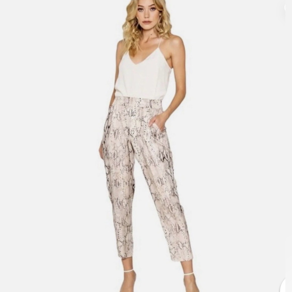 Lavender Brown Snake Print Cropped Pants